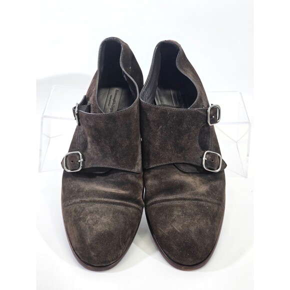 Ermenegildo Zegna Siena Flex Double Monk Suede Brown‎ Loafers Shoes Men\'s 13 EUC main image 6